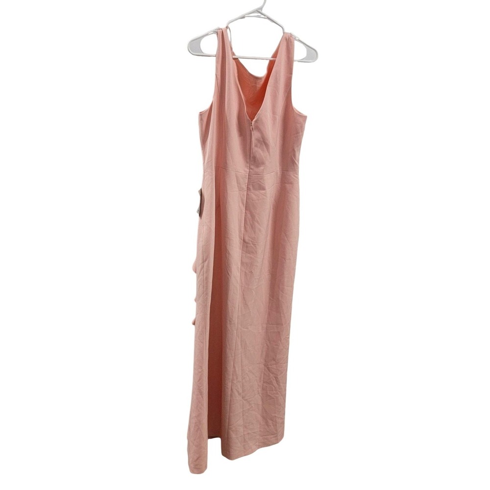 Eliza J Dress Womens 16 Blush Pink Ruched Ruffle Sheath Gown Long Formal Wedding